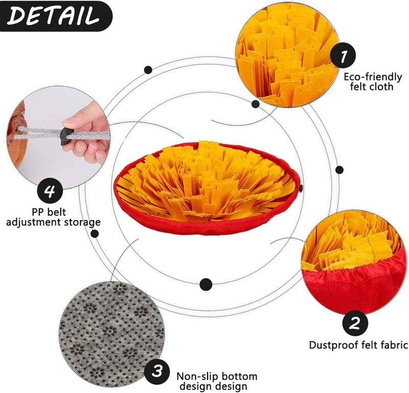 AWOOF Pet Snuffle Mat for Dogs, Interactive Feed Game for Boredom, Encourages Natural Foraging Skills for Cats Dogs Bowl Travel Use, Dog Treat Dispenser Indoor Outdoor Stress Relief (Yellow) - Image 4