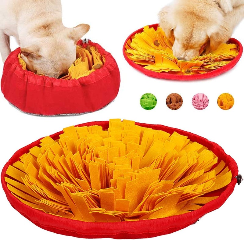 AWOOF Pet Snuffle Mat for Dogs, Interactive Feed Game for Boredom, Encourages Natural Foraging Skills for Cats Dogs Bowl Travel Use, Dog Treat Dispenser Indoor Outdoor Stress Relief (Yellow) - Image 3