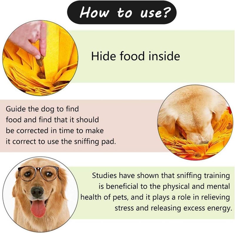 AWOOF Pet Snuffle Mat for Dogs, Interactive Feed Game for Boredom, Encourages Natural Foraging Skills for Cats Dogs Bowl Travel Use, Dog Treat Dispenser Indoor Outdoor Stress Relief (Yellow) - Image 2