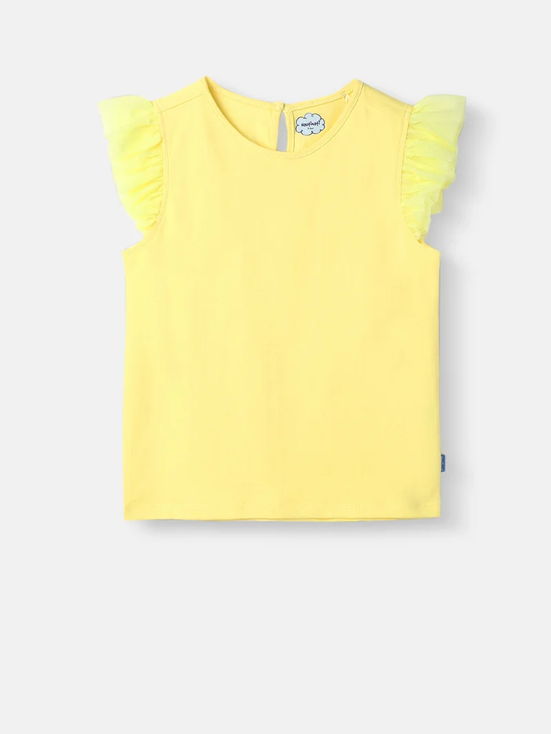 Nautinati Yellow Nautinati's Girls' Party Set of Tiered Tulle Skirt and Top With Hairband for Women | Best Price UAE