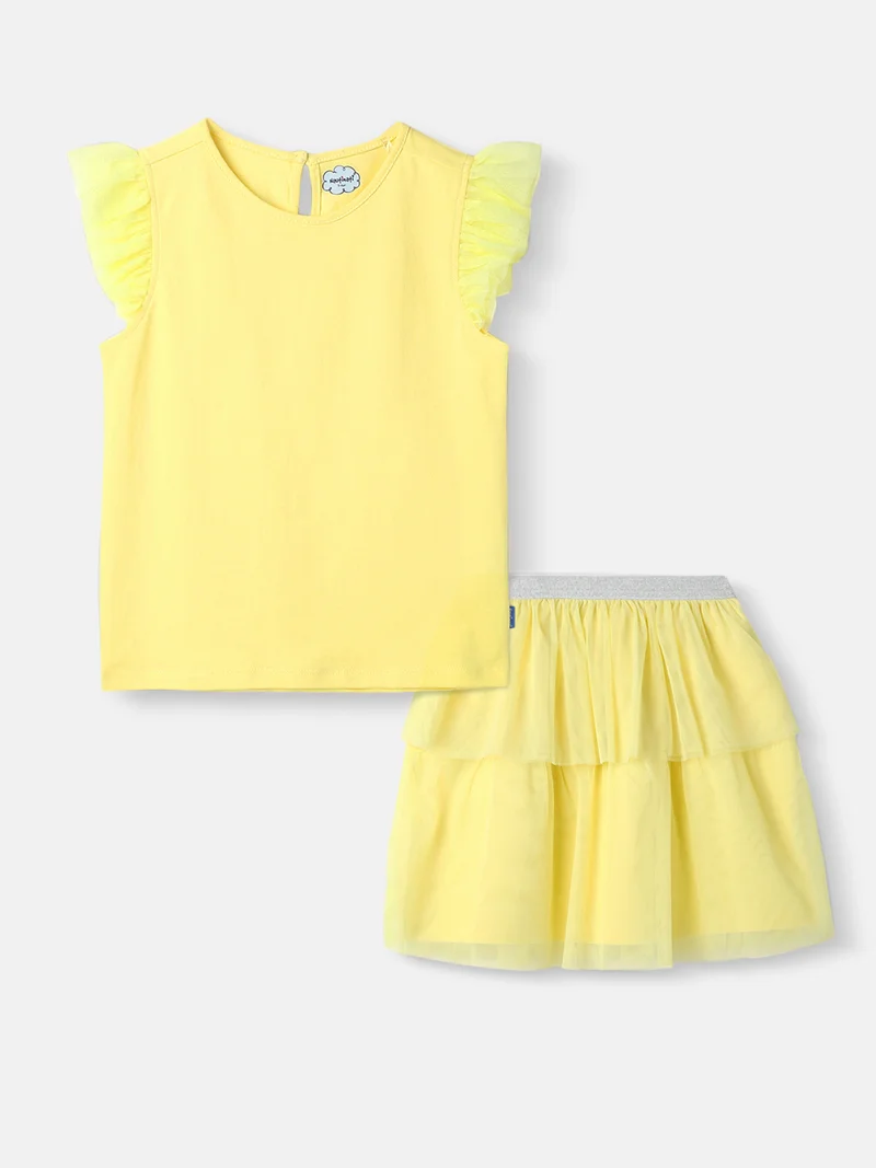 Nautinati Nautinati's Girls' Party Set of Tiered Tulle Skirt and Top With Hairband