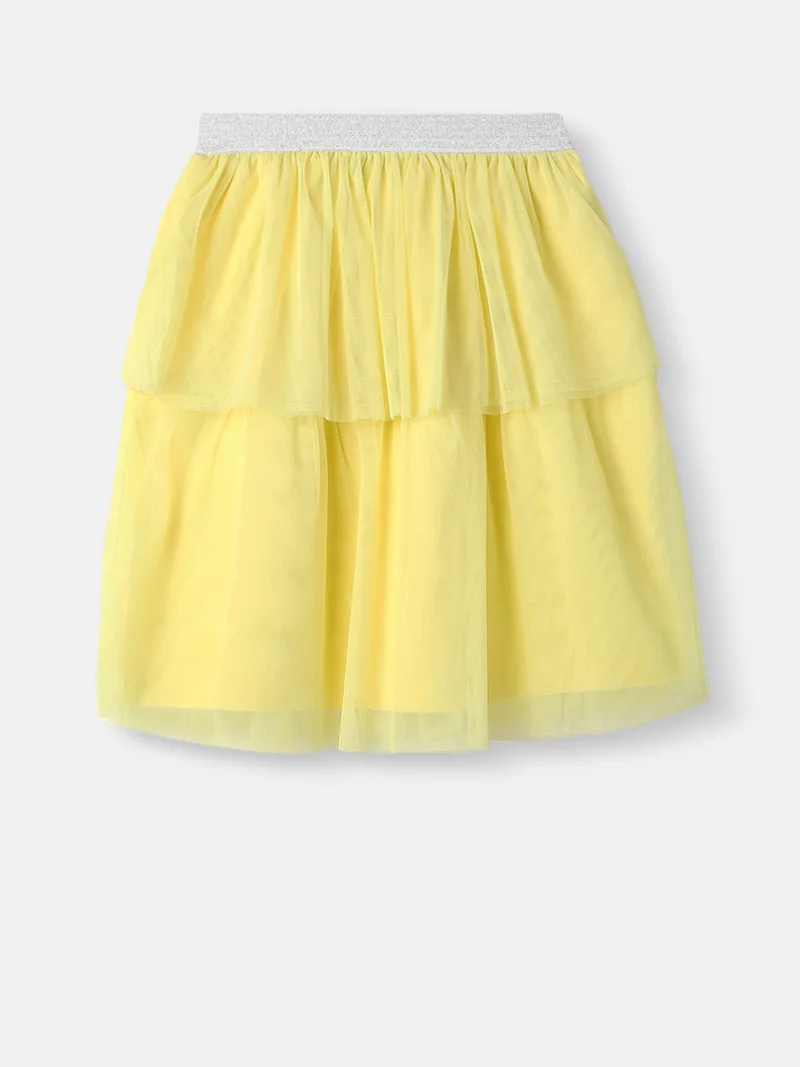 Nautinati Yellow Nautinati's Girls' Party Set of Tiered Tulle Skirt and Top With Hairband for Women | Best Price UAE