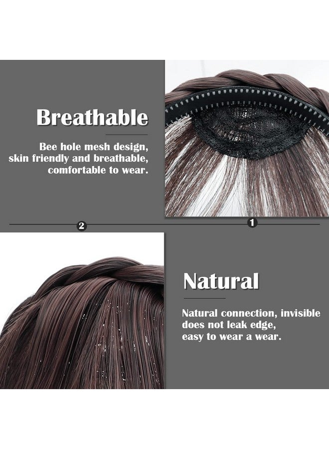 FERCAISH Ercaish Front Hair Bangs Wigs Headband Front Hair Bangs Fringe Hair Extensions Synthetic Wigs Headband For Women Girls(Dark Brown) - Image 4