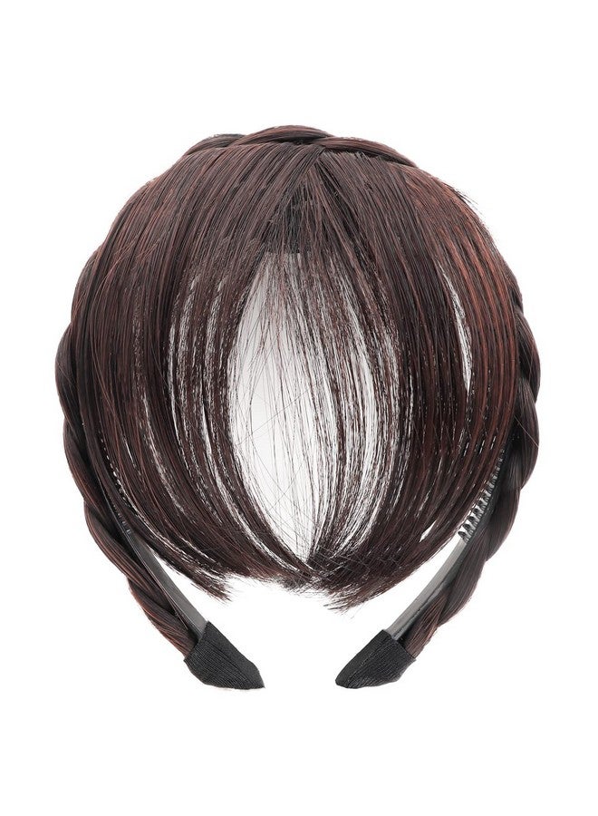 FERCAISH Ercaish Front Hair Bangs Wigs Headband Front Hair Bangs Fringe Hair Extensions Synthetic Wigs Headband For Women Girls(Dark Brown) - Image 1