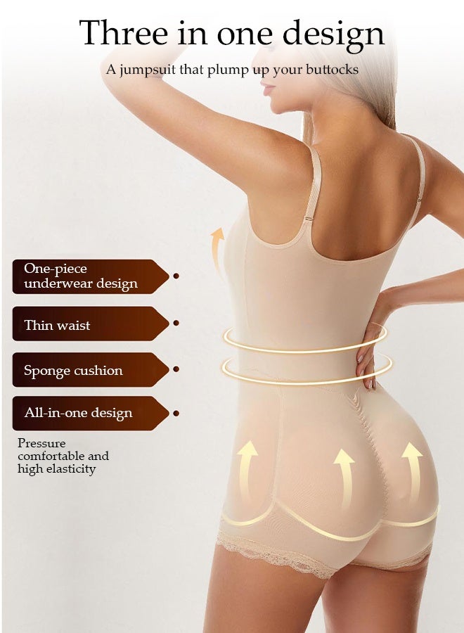 DUNISO Women's Bodysuit Shapewear，Tighten Waist Abdomen Buttocks Lift Bodysuit，Lightweight Breathable U-Neck Sleeveless Slimming Jumpsuit with Adjustable Shoulder Strap，Suitable for Daily Life and Exercise, L - Image 3