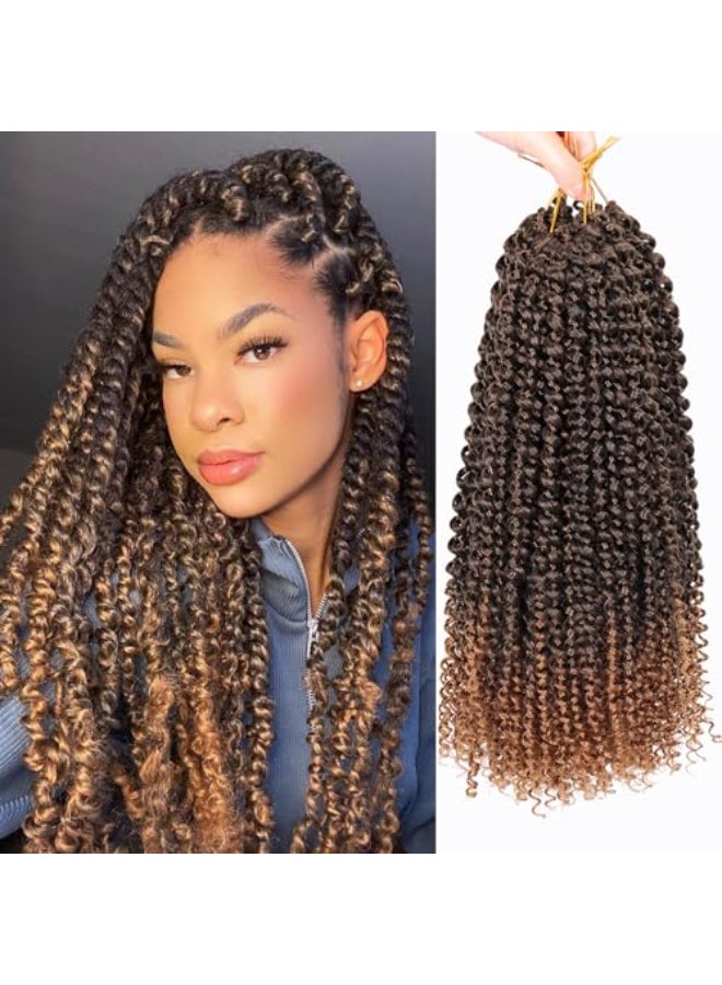 Dorsanee Ombre Brown Passion Twist Hair 16 Inch 7 Packs Water Wave Crochet Hair Long Bohemian Curly Braiding Hair for Butterfly Locs Faux Locs Boho Style Spring Twist Crochet Braids T30 - Image 1