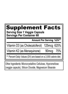 Evlution Nutrition Vitamin D3 + K2 For Immune System Support Bone Brain And Heart Health Support Nongmo And Glutenfree High Potency Improve Calcium Absorption 60 Servings  - Image 3
