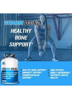 Evlution Nutrition Vitamin D3 + K2 For Immune System Support Bone Brain And Heart Health Support Nongmo And Glutenfree High Potency Improve Calcium Absorption 60 Servings  - Image 4