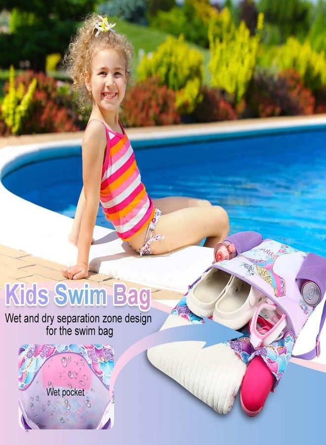RHCPFOVR Mermaid Swim Bags for Kids - Drawstring Backpack for Girls Beach Swimming Pool Lightweight Draw String Bags Waterproof Sports Gym Bag With Two Water Bottle Holder - Image 5