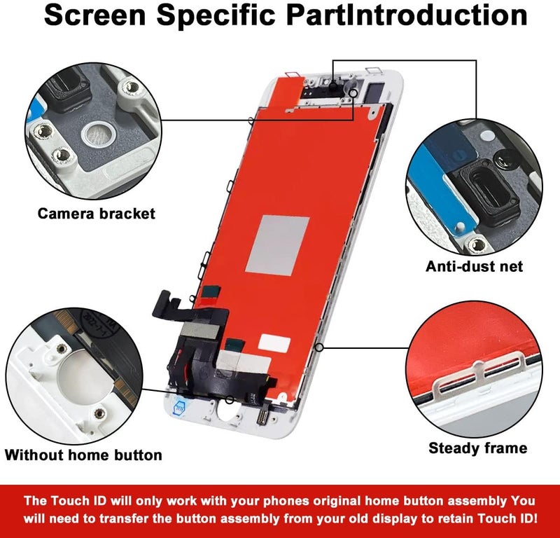 EFAITHFIX for iPhone 8/SE 2020 LCD Screen Replacement White 4.7 Inch Frame Assembly Display 3D Touch Screen Digitizer with Repair Tools Kit Tempered Glass Screen Protector for A1863, A1905, A1906 - Image 2