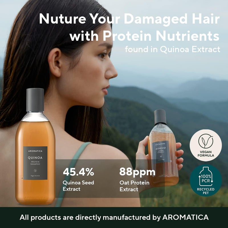 AROMATICA Quinoa Protein Shampoo 13.53 oz / 400ml â€“ Provides Protein and Nourishment to Extremely Damaged Hair- Free from Sulfate, Silicone - Image 2