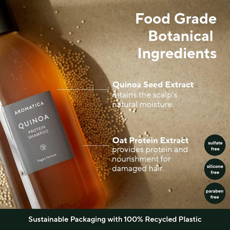 AROMATICA Quinoa Protein Shampoo 13.53 oz / 400ml â€“ Provides Protein and Nourishment to Extremely Damaged Hair- Free from Sulfate, Silicone - Image 3