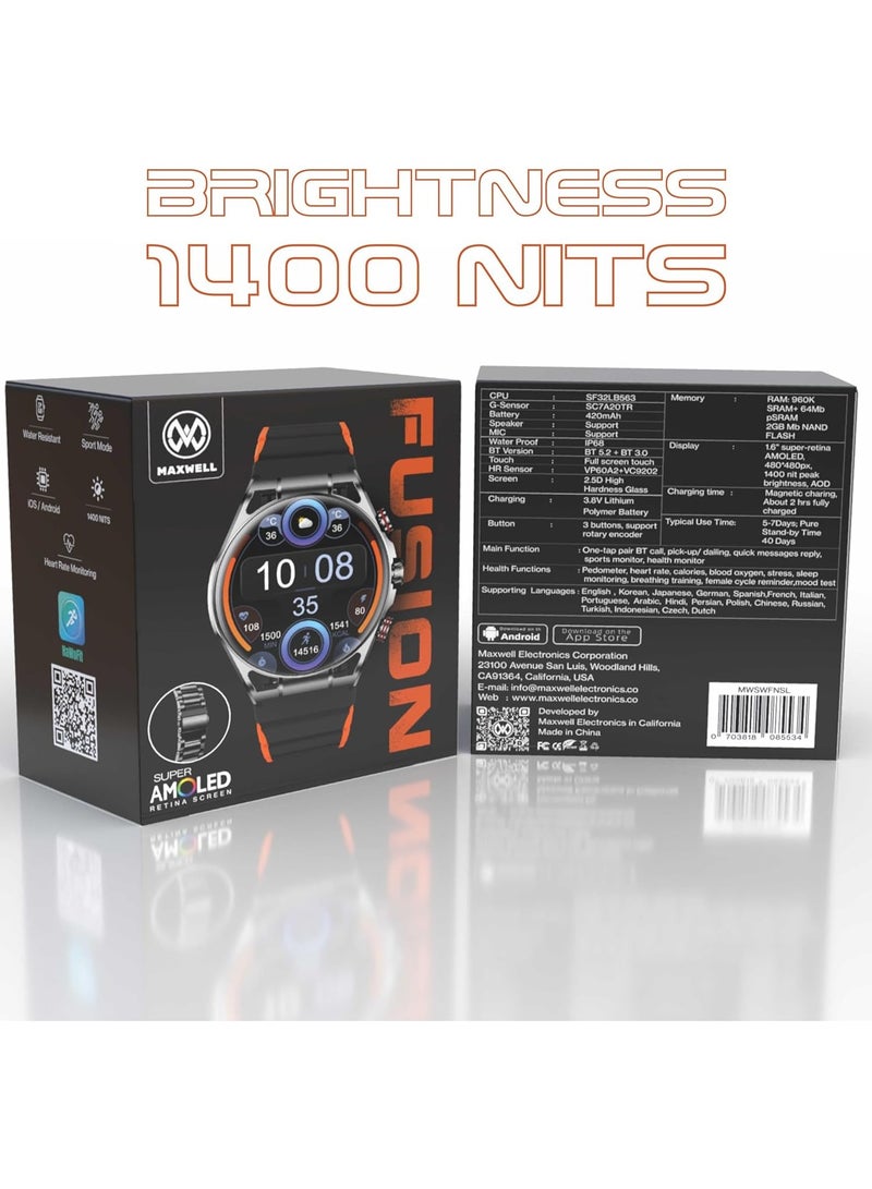 Maxwell Fusion Smart Watch for Men and Women with dual strap - Image 2