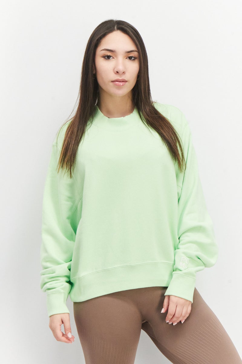 PUMA Women Sportswear Fit Long Sleeve Training Sweatshirt, Lime Green - Image 1