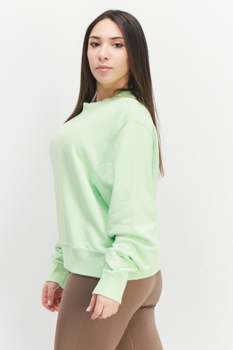 PUMA سويت شيرت تدريب طويل الأكمام للنساء، لون ليموني - Image 4