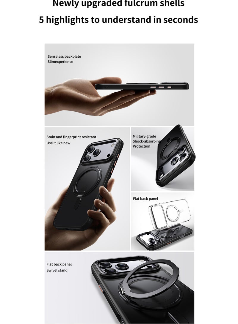 روك بو كيس ل آيفون 17 برو [360 درجة حلقة الوقوف] [متوافق مع Magsafe] صدمة مقاومة للإسقاط حماية رقيقة المغناطيسية آيفون 17 برو كيس الهاتف للرجال والنساء - Image 3