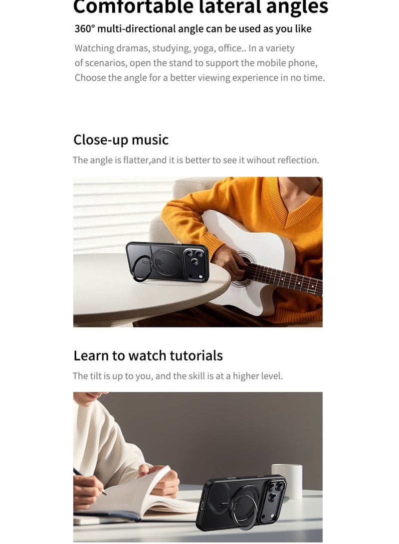 روك بو كيس ل آيفون 17 برو [360 درجة حلقة الوقوف] [متوافق مع Magsafe] صدمة مقاومة للإسقاط حماية رقيقة المغناطيسية آيفون 17 برو كيس الهاتف للرجال والنساء - Image 4