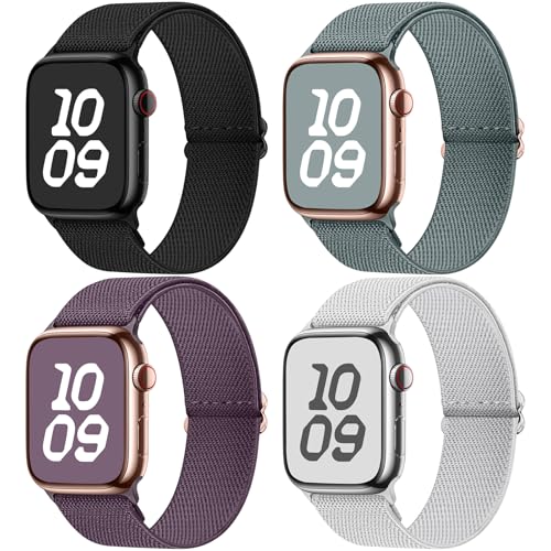 Fullmosa 4 Pack Water-Resistant Nylon Bands Compatible with Apple Watch Strap 49mm 46mm 45mm 44mm 42mm(Series 3/2/1),Durable Stretch Straps for iWatch Ultra3/2/1 SE3/2/1 Series 11 10 9 8 7 6 5 4 3 2 1 - Image 1