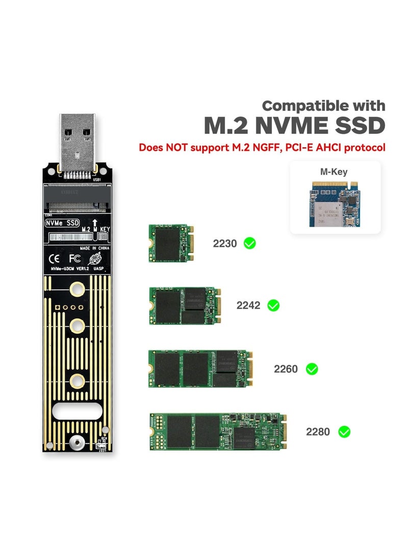SYOSI NVME to USB Adapter USB 3.1 Gen 2 to M.2 NVMe SSD Converter Adapter 10Gbps PCIe Based M Key Hard Drive Reader Max 4TB Support UASP for 2280 2260 2242 2230 SSD (Only for M.2 NVME) - Image 3