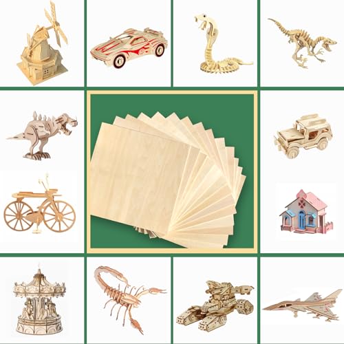 QSJQllo 24 Pack 12"x12"Basswood Sheets 1/8",3mm Basswood for Laser Cutting,3mm Plywood Unfinished Wood Craft Wood for DIY Ornaments and Models Drawing Painting Engraving Wood Burning and Laser Cutting - Image 4