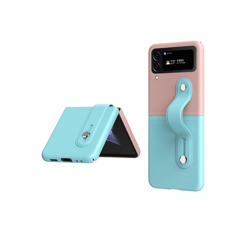 SOLARAE Case for Samsung Galaxy Z Flip 4 (Z Flip4 5G), Ultra Thin Premium PC Matte Finish Anti-Scratch Cover, Silky Touch Feeling Phone Case with Retractable Stand Strap (Pink/blue) - Image 1