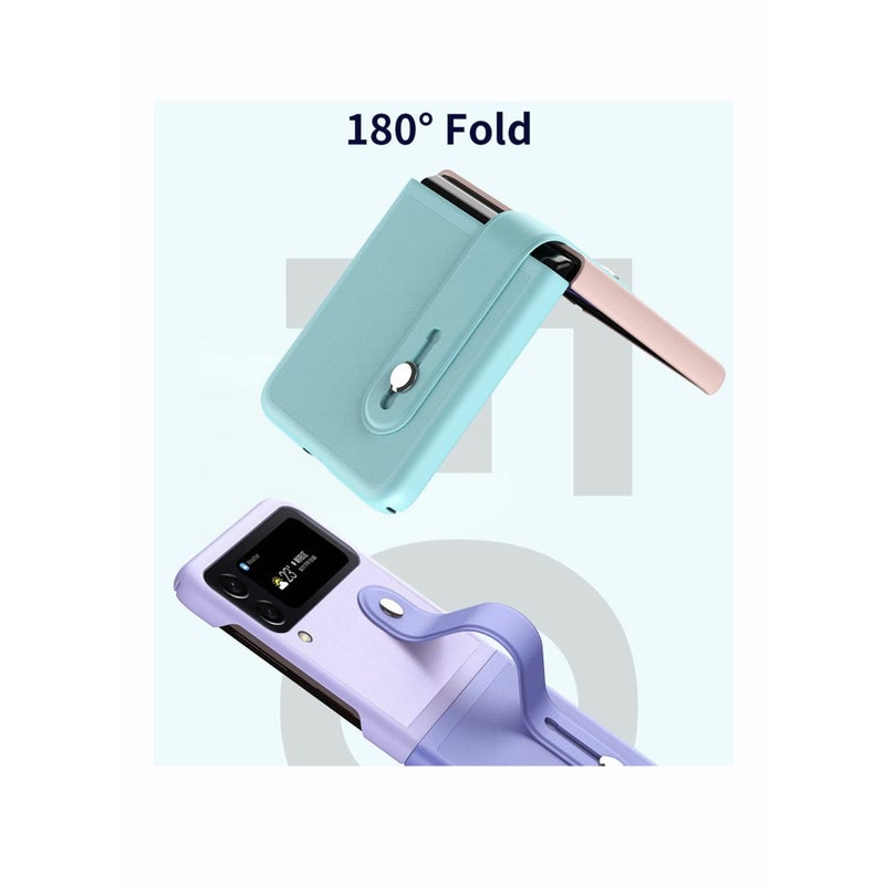 SOLARAE Case for Samsung Galaxy Z Flip 4 (Z Flip4 5G), Ultra Thin Premium PC Matte Finish Anti-Scratch Cover, Silky Touch Feeling Phone Case with Retractable Stand Strap (Pink/blue) - Image 5