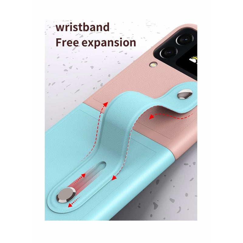 SOLARAE Case for Samsung Galaxy Z Flip 4 (Z Flip4 5G), Ultra Thin Premium PC Matte Finish Anti-Scratch Cover, Silky Touch Feeling Phone Case with Retractable Stand Strap (Pink/blue) - Image 4