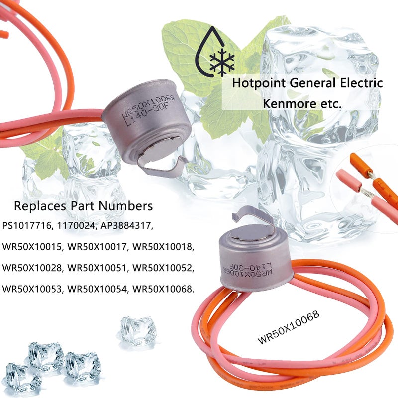 SUMNEW WR51X10055 Refrigerator Defrost Heater Replacements WR55X10025 Refrigerator Temperature Sensor WR50X10068 Defrost Thermostat Compatible with General Electric Hotpoint Replaces WR51X10030. - Image 4