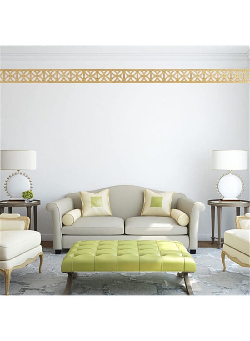 SOLARAE Acrylic Mirror Wall Stickers, Mirror Decals Tiles Border, DIY Wall Decor Sticker, 30Pcs Mirror Art Tile Decal, for Living Room Home Background Bathroom and Room Decoration 10 * 10cm (Gold) - Image 3