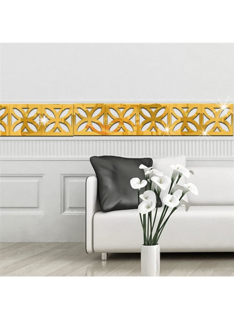 SOLARAE Acrylic Mirror Wall Stickers, Mirror Decals Tiles Border, DIY Wall Decor Sticker, 30Pcs Mirror Art Tile Decal, for Living Room Home Background Bathroom and Room Decoration 10 * 10cm (Gold) - Image 5