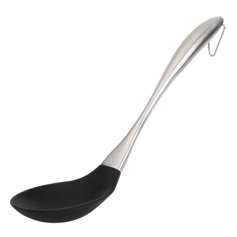 Baskety Basics XL Silicone Slotted Spoon 34 cm High Heat Resistant to 480F Hygienic One Piece Design Large Serving and Draining Spoon Steel Spoon Black - Image 1