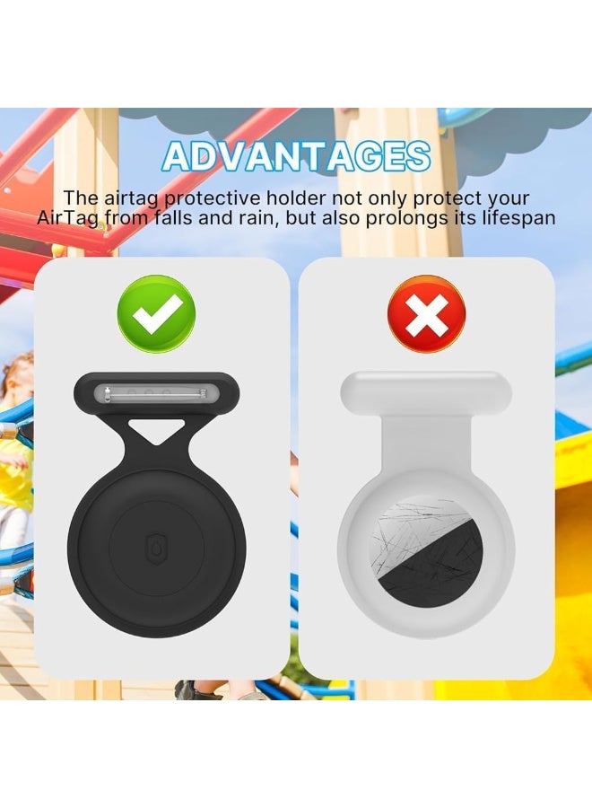 Ecosystem Soft Silicone case Compatible with Apple Airtag Hidden Cover with Pin Brooch, Waterproof Kids Airtag Holder Case, Anti Lost Air Tag Protective cover (Black) - Image 4