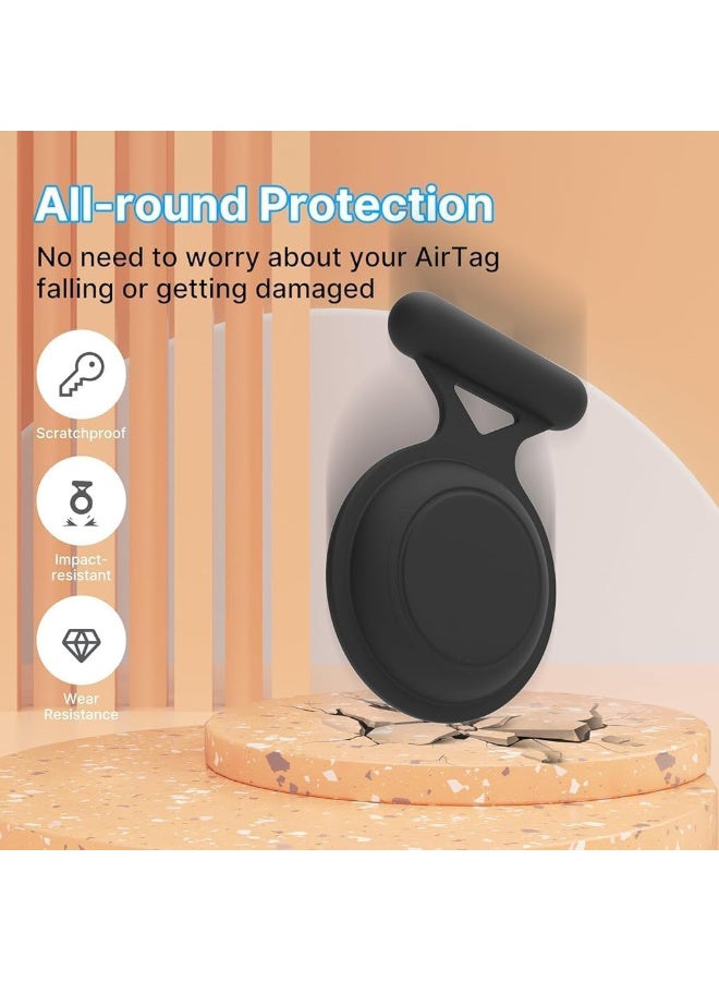 Ecosystem Soft Silicone case Compatible with Apple Airtag Hidden Cover with Pin Brooch, Waterproof Kids Airtag Holder Case, Anti Lost Air Tag Protective cover (Black) - Image 3