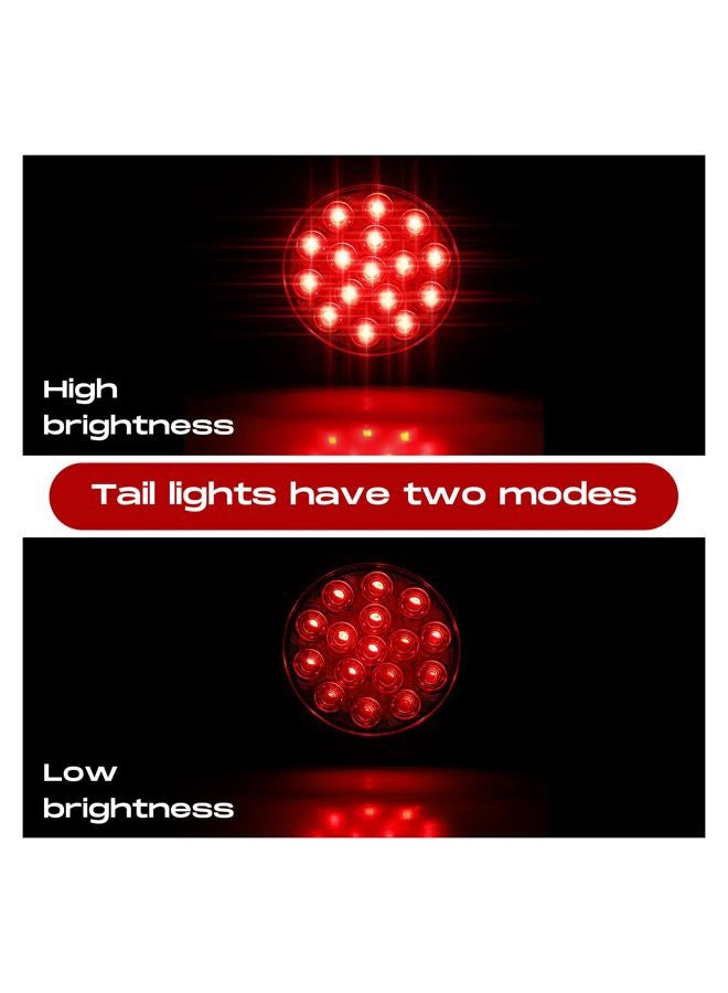 Riakrum 12pcs 4 Inch Round LED Trailer Tail Lights Kit 12 Red Round 16 LED Stop Turn Tail Backup Reverse Trailer Lights for Truck RV Flat Bed Camper - Image 4