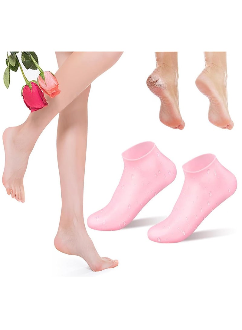 Generic Moisturizing Socks Silicone Foot Mask Cover Tender White Heel Anti-cracking Full Foot Spa for Dry Cracked Feet  - Image 1