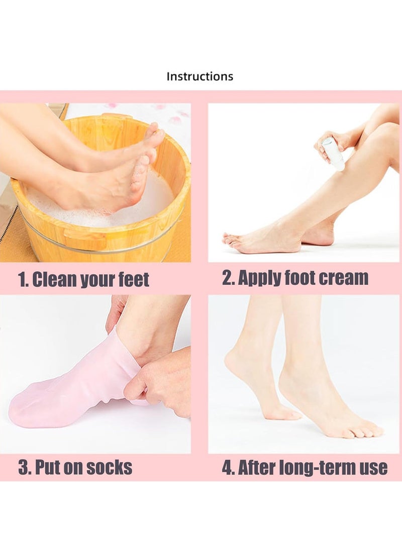 Generic Moisturizing Socks Silicone Foot Mask Cover Tender White Heel Anti-cracking Full Foot Spa for Dry Cracked Feet  - Image 3