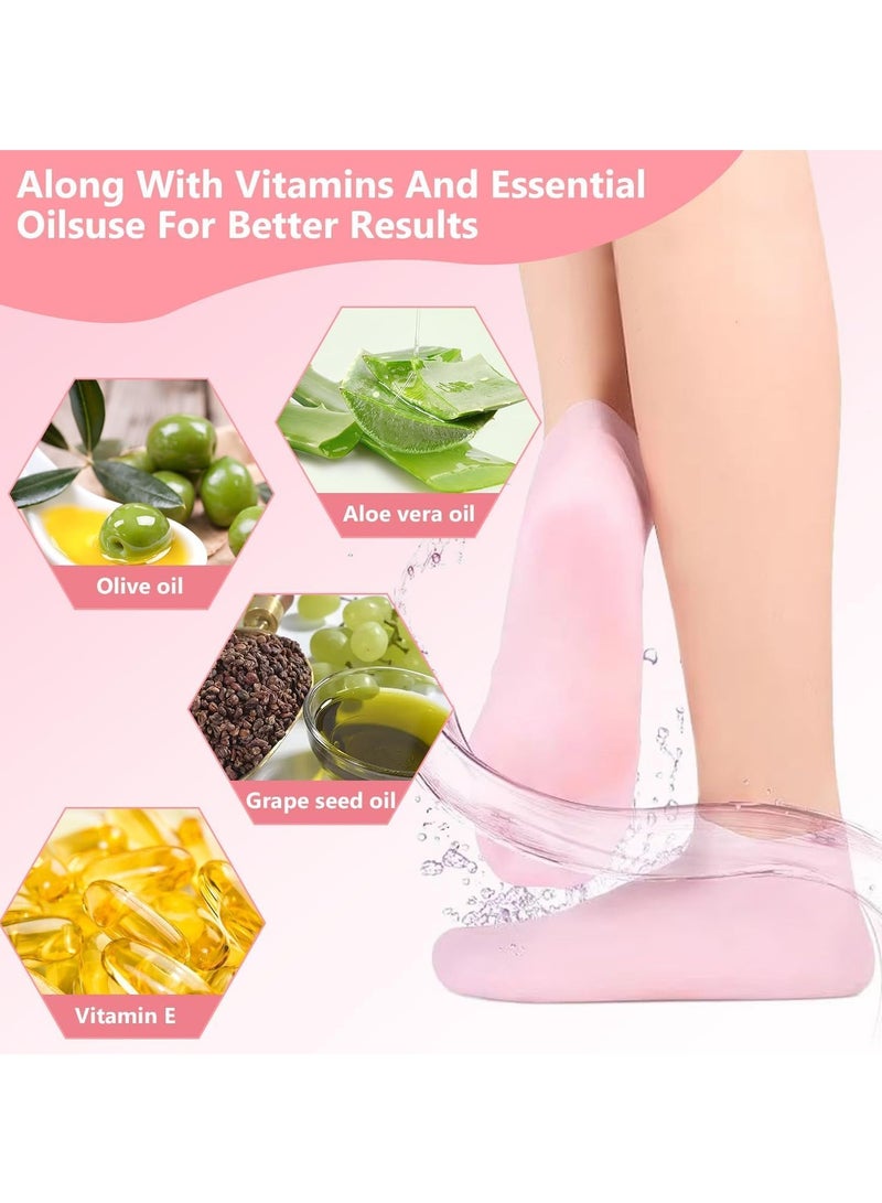 Generic Moisturizing Socks Silicone Foot Mask Cover Tender White Heel Anti-cracking Full Foot Spa for Dry Cracked Feet  - Image 5