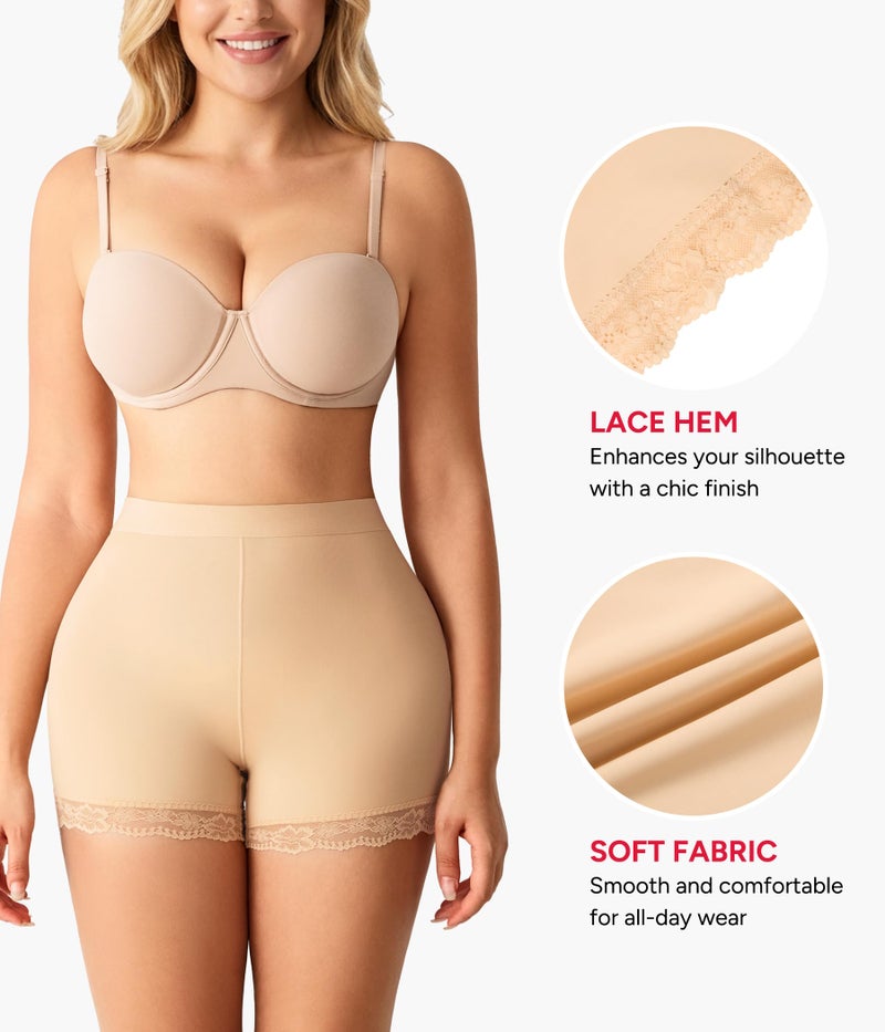 Nebility Butt Lifting Shapewear with Butt Pads - Padded Underwear for Women Booty Lifter Shorts Lace Hip Enhancer Beige - Image 3