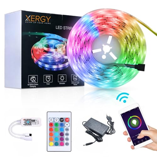 XERGY® Led Strip Lights with Power Supply Color Changing 5050 RGB 300 LED's Rope Light Strips Kit for Bedroom, Home, Diwali DIY Decoration (Smart Wi-Fi Control + IR Remote) - 10 Meter - Image 1