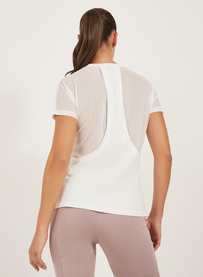 White Racerback Solid Activewear T-Shirt