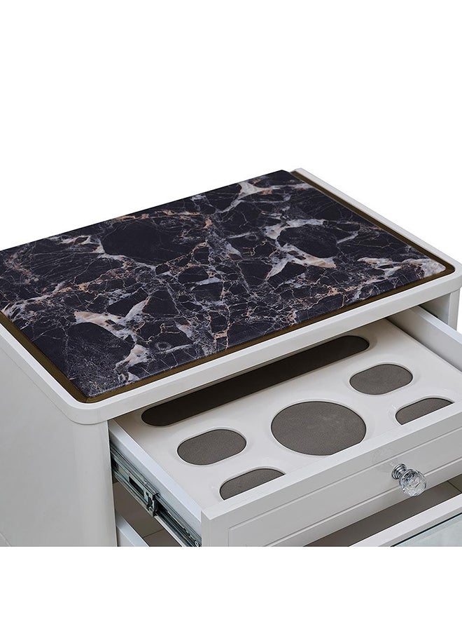 DANUBE HOME Portnoy Night Stand With Jewellery Tray Multifunctional Bedside Table Space Saving Nightstand End Table Storage Modern Design Furniture For Bedroom L60xW40xH55 Cm Ivory  - Image 4