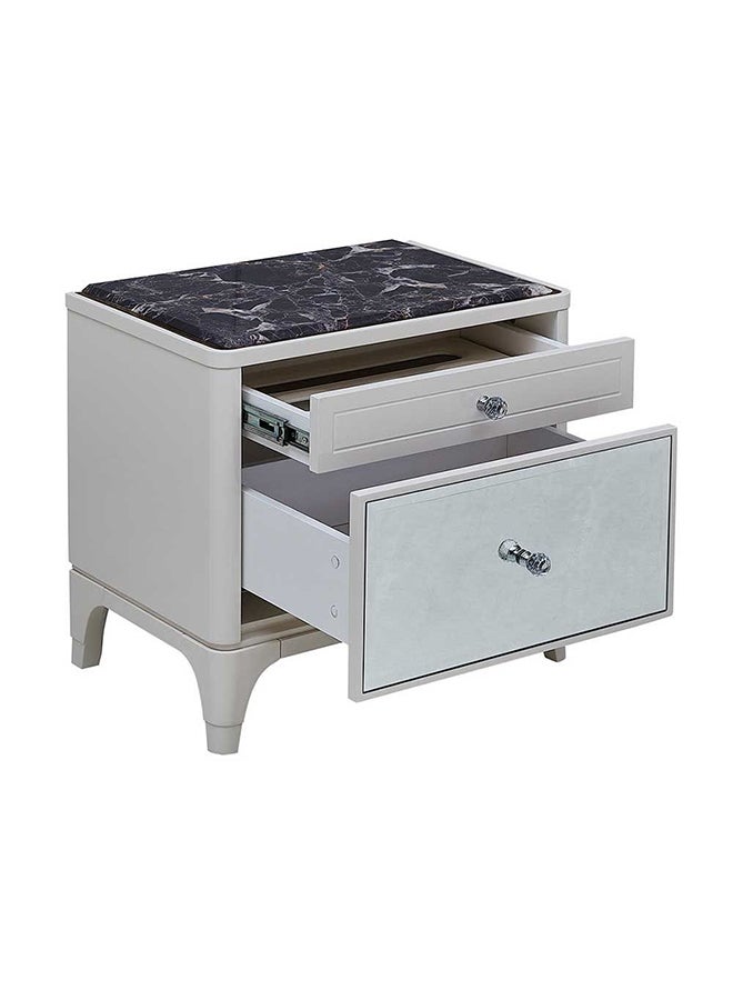 DANUBE HOME Portnoy Night Stand With Jewellery Tray Multifunctional Bedside Table Space Saving Nightstand End Table Storage Modern Design Furniture For Bedroom L60xW40xH55 Cm Ivory  - Image 3