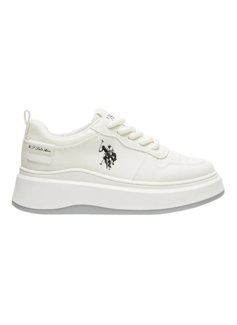 U.S. Polo Assn. Women's White Sneakers - Bold Rugged Style with Durable Sole for Outdoor Wear