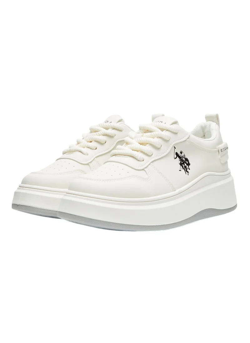 U.S. Polo Assn. Women's White Sneakers - Bold Rugged Style with Durable Sole for Outdoor Wear