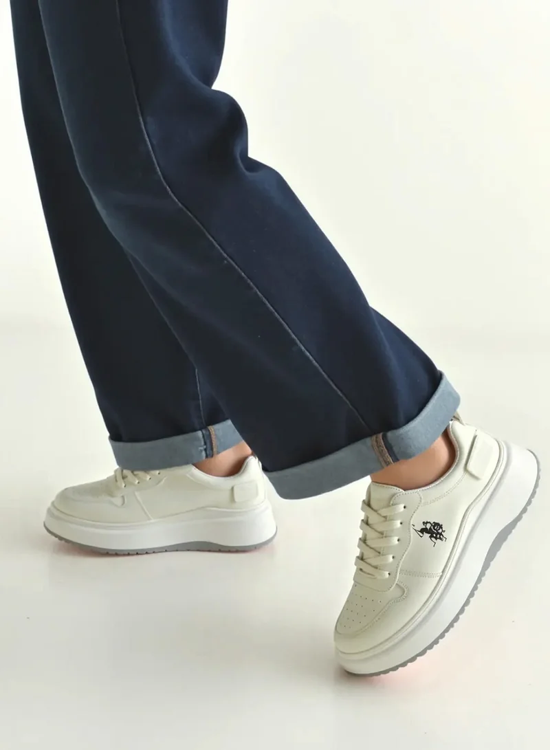 U.S. Polo Assn. Women's White Sneakers - Bold Rugged Style with Durable Sole for Outdoor Wear