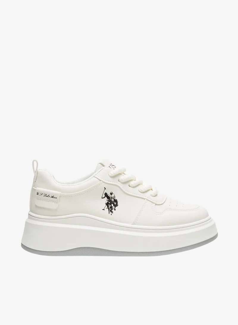 Women's White Sneakers - Bold Rugged Style Shoes with Durable Sole for Outdoor Wear