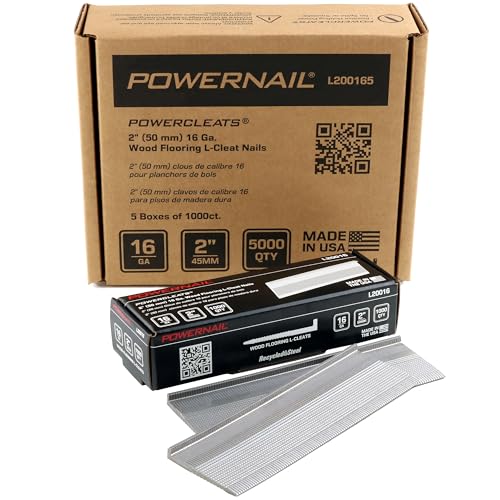 Powernail L200165 16 Gauge 2 Inch Length L-Cleat Nails for Hardwood Flooring (1 case of 5-1000ct Boxes) - Image 1