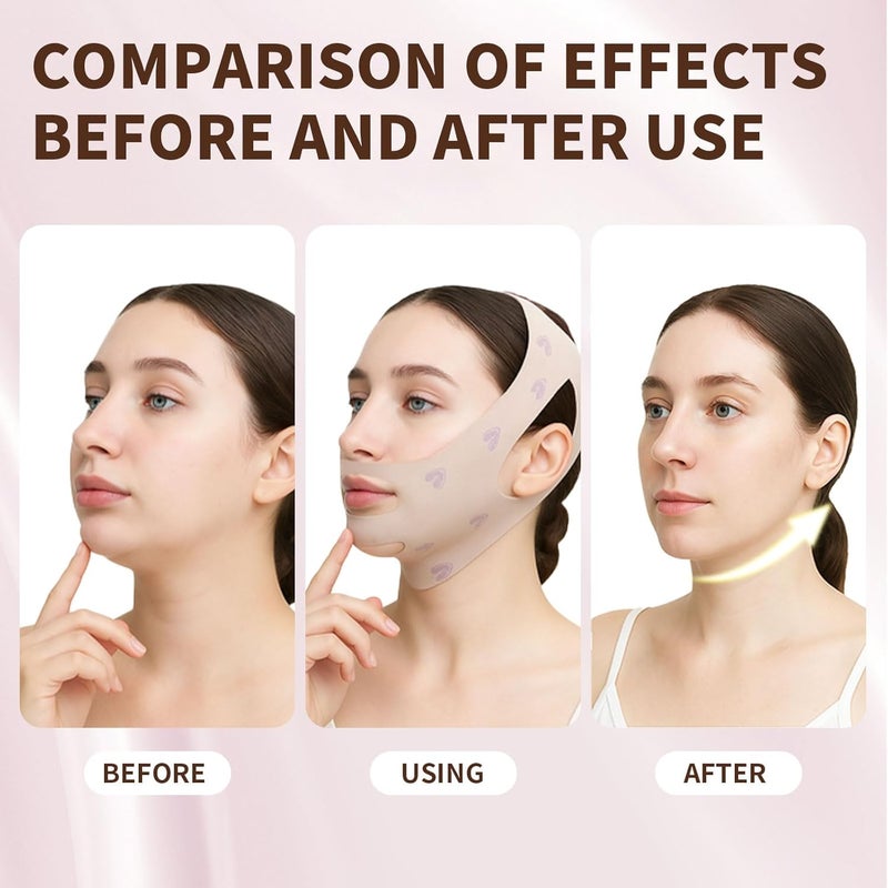 2-piece jaw strap for sleep, plastic V-face mask, women's double chin improver, breathable and comfortable jaw line mask, night skin care face cover. - Image 5