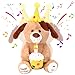 Hopearl Adorable Happy Birthday Dog with Glowing Cupcake Musical Stuffed Animal Puppy Singing and Shaking Plush Toy Interactive Animated Kids Gifts Brown 15 - Image 2
