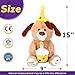 Hopearl Adorable Happy Birthday Dog with Glowing Cupcake Musical Stuffed Animal Puppy Singing and Shaking Plush Toy Interactive Animated Kids Gifts Brown 15 - Image 4
